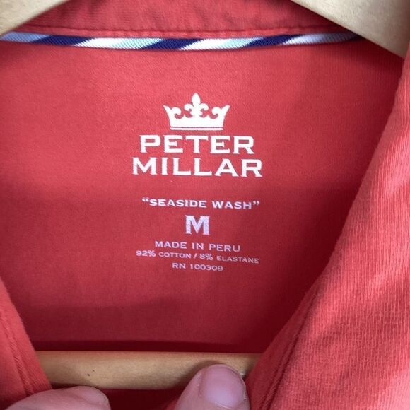 Men's Peter Millar Seaside Wash Cotton Polo Shirt orange medium - Picture 4 of 7